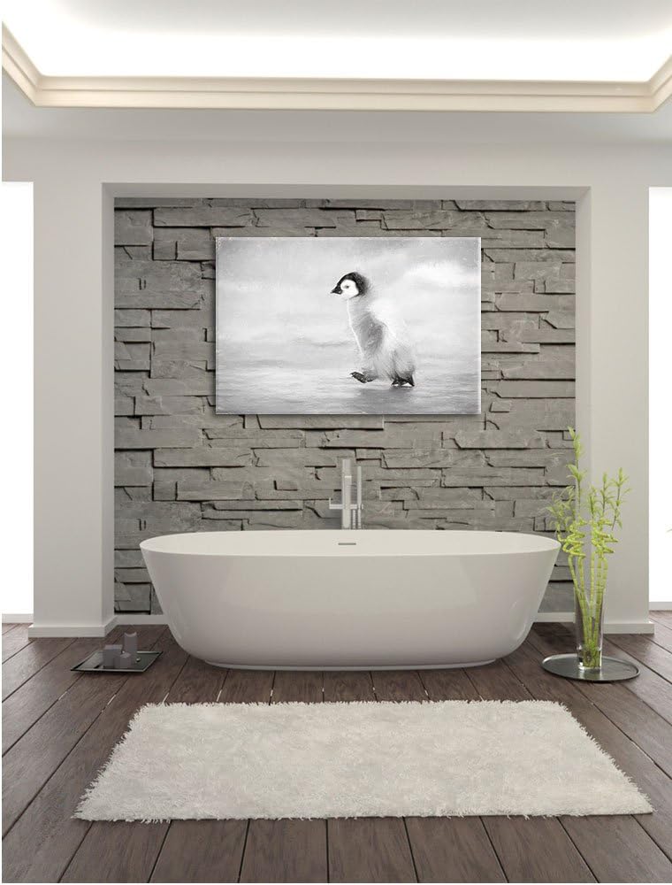 Pixxprint Kaiserpinguinkücken als Leinwandbild/Grösse: 100x70 cm/Wandbild/Kunstdruck/fertig bespannt