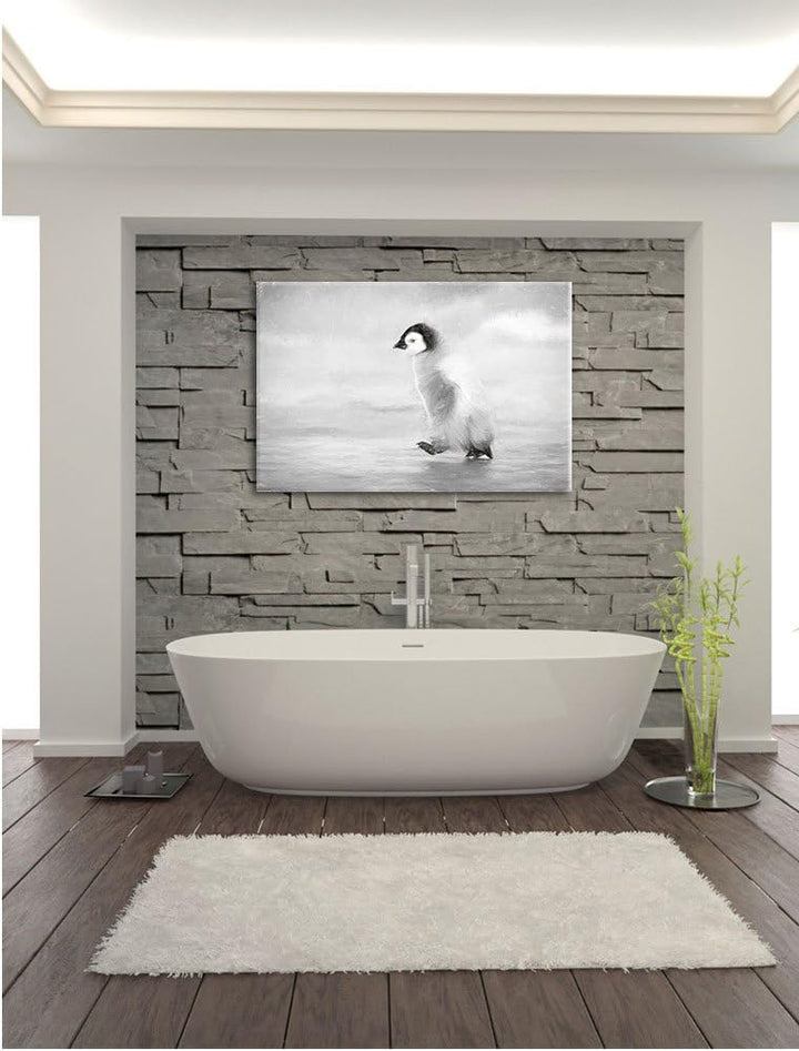 Pixxprint Kaiserpinguinkücken als Leinwandbild/Grösse: 100x70 cm/Wandbild/Kunstdruck/fertig bespannt