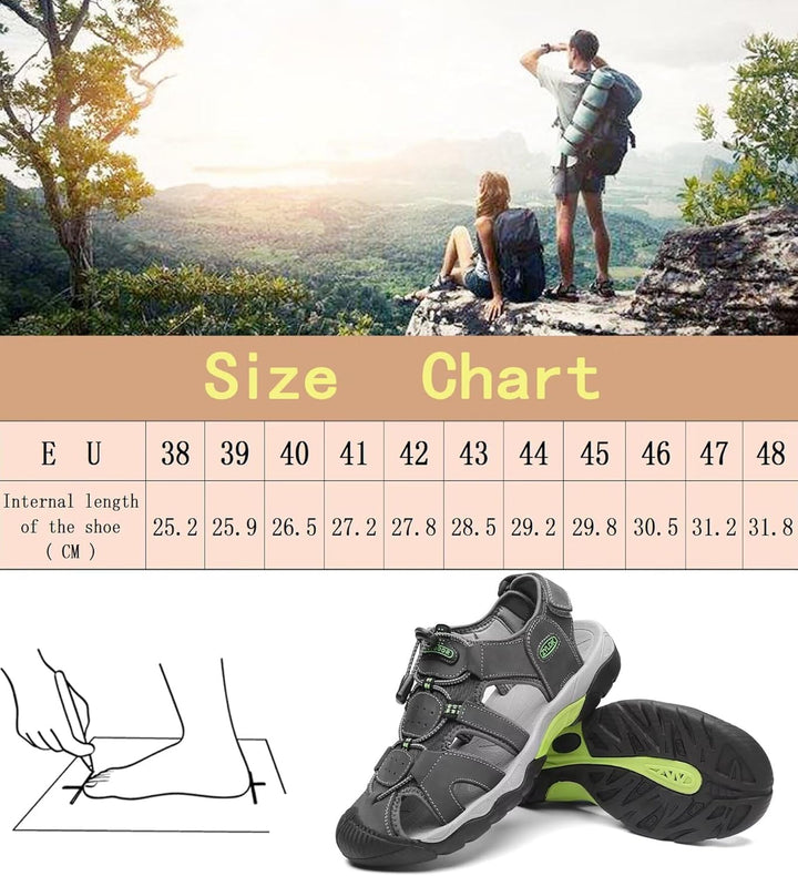 Herren Sandalen Leder Strand Trekkingsandalen Outdoorschuhe Sommer Wanderschuhe Männer Sport-Outdoor