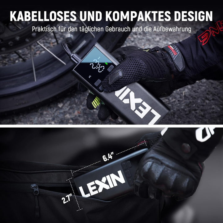 LEXIN P5 Elektrische Luftpumpe, Akku Kompressor 5000 mAh, 10,3 Bar Tragbare Reifenpumpe für Fahrrad,