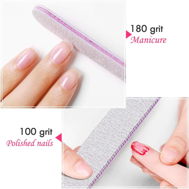 Forever Speed 50 Stück Nagelfeile 180/100 Nagelfeilen-Doppelseitige Schleiffläche-Material Schmirgel