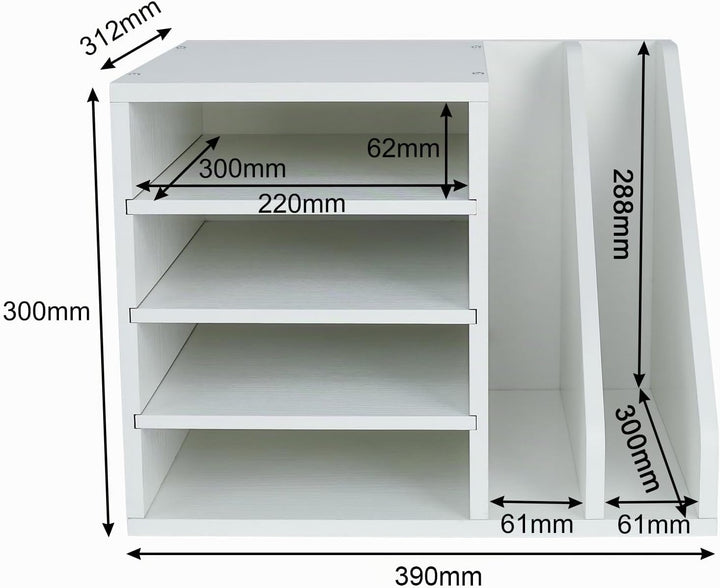 EasyPAG 6 Fächer Holz A4 Büro Schreibtisch Organizer Dokumentenhalter Aktenablage Zeitschriftenhalte