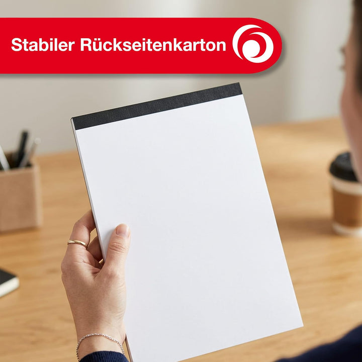 Landré Notiz-Block ohne Deckblatt A4 blanko, 50 Blatt, schwarz, 10 Stück Single, Single