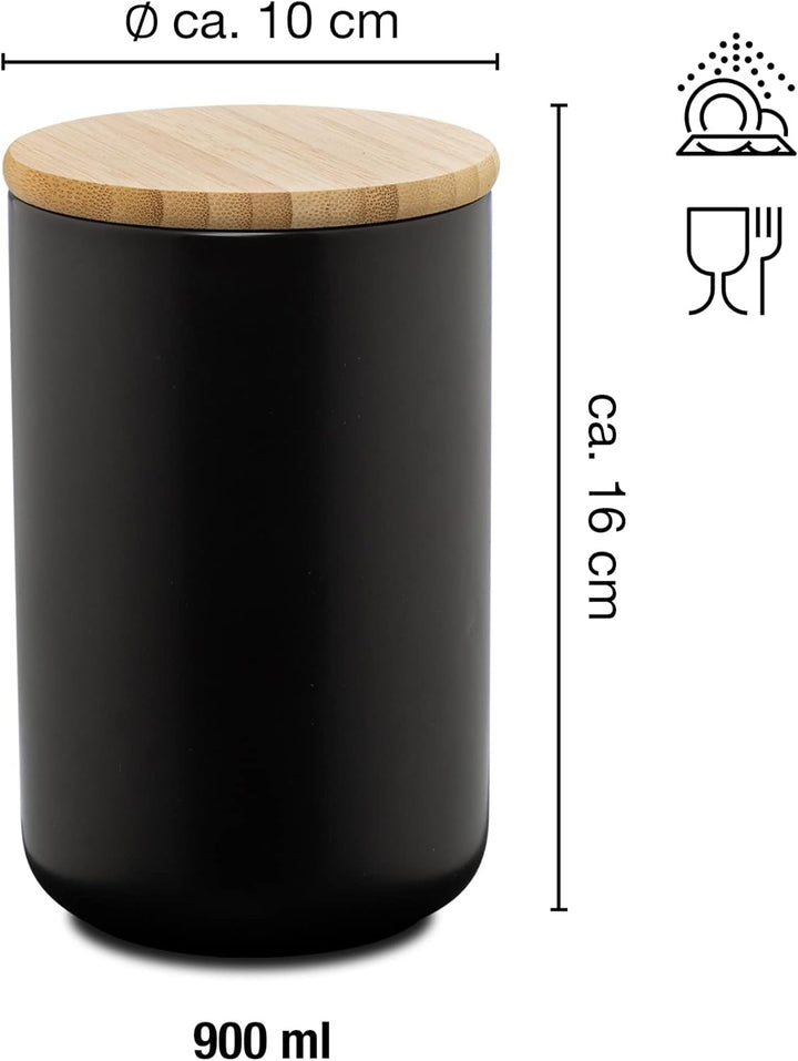 Moritz & Moritz Vorratsdose Schwarz 600 ml - Beschreibbar – Keramik Aufbewahrungsdose mit Deckel aus