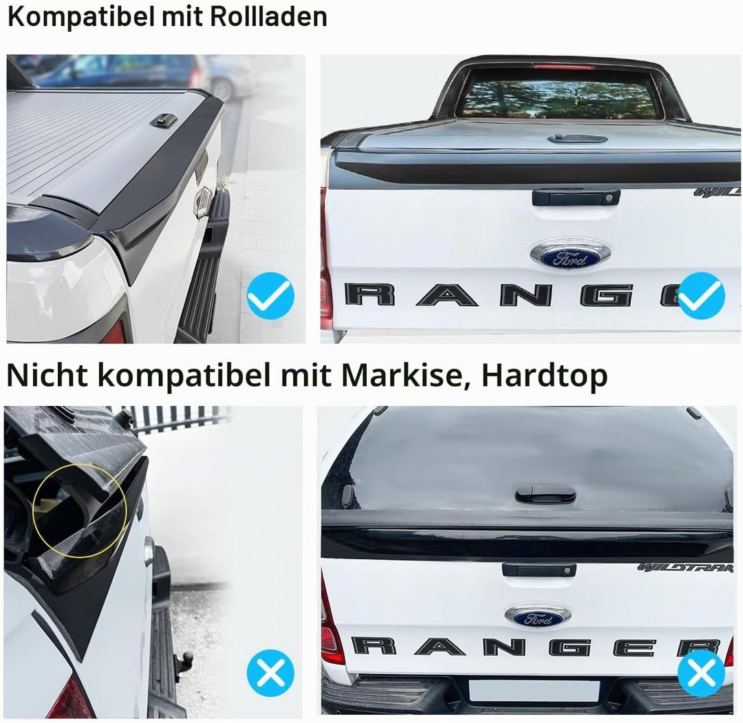 Ladekantenschutz Spoiler Pickup für Ford Ranger 2012-2022, T6 T7 T8 XL XLT Wildtrak Stormtrak Wolftr