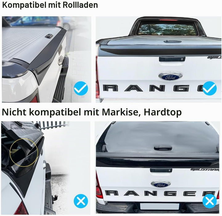 Ladekantenschutz Spoiler Pickup für Ford Ranger 2012-2022, T6 T7 T8 XL XLT Wildtrak Stormtrak Wolftr