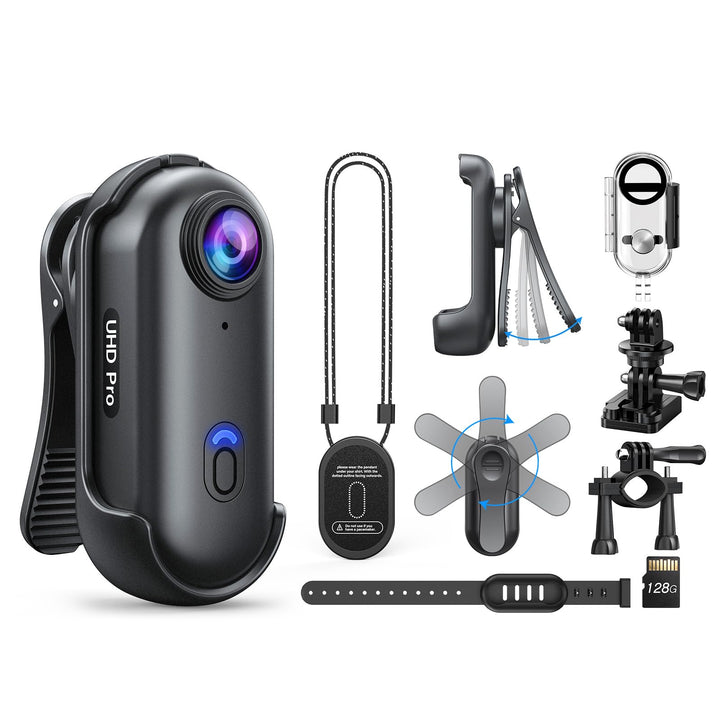 BOBLOV W4 4K Bodycam Körperkamera Mini, Body Cam mit 360° drehbarem Clip und Magnetclip, 90 Minuten