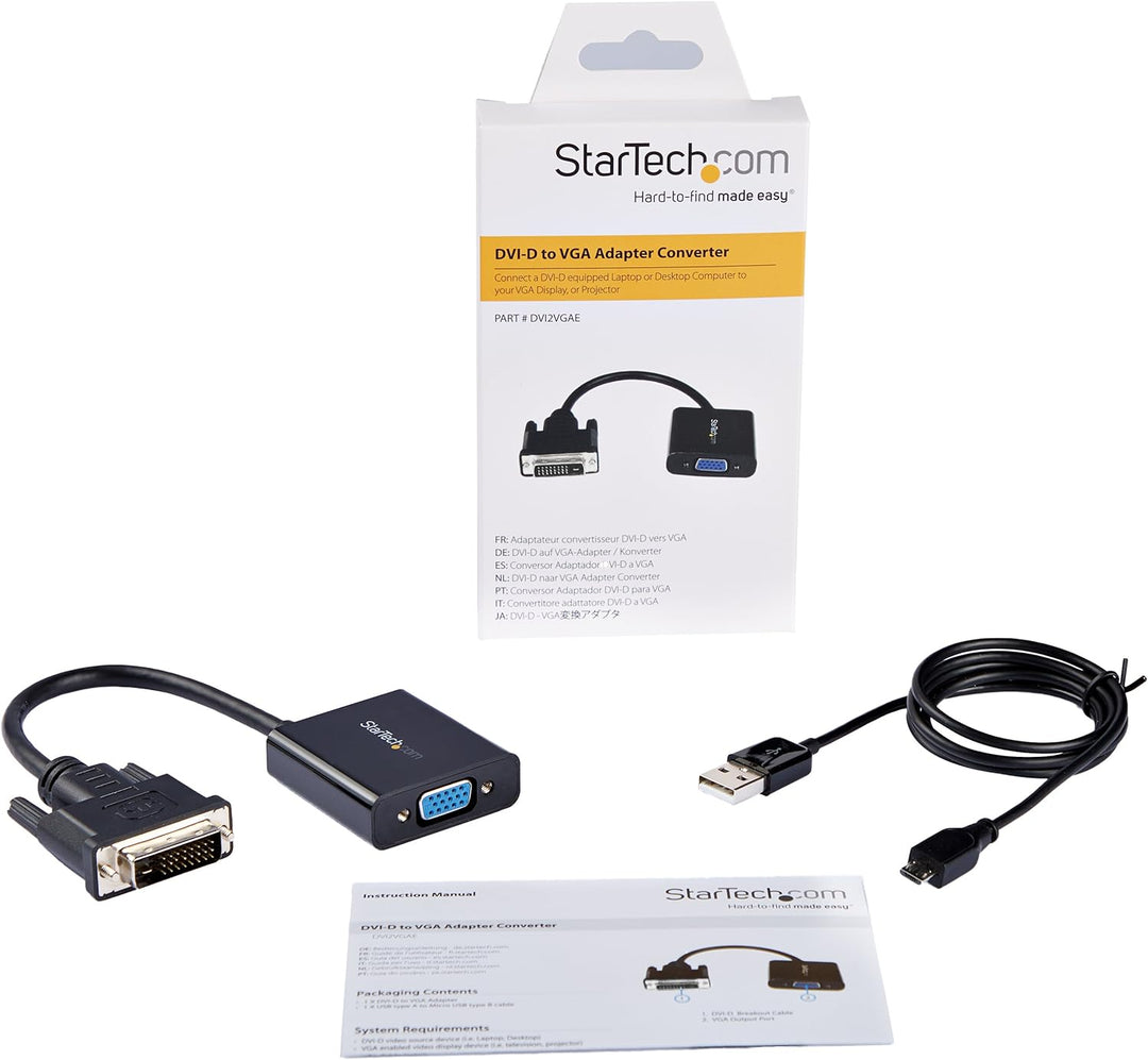 StarTech.com DVI-D auf VGA Aktives Video Adapter/ Konverter Kabel - DVI zu VGA Wandler Box Stecker /