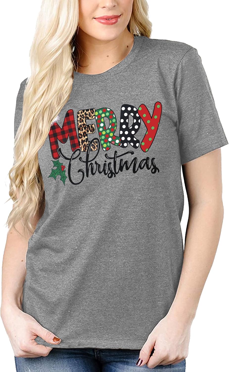 Weihnachtsbaum T-Shirt Für Damen Merry Christmas Bedruckte T-Shirts Kurzarm Holiday Tshirt Oberteile