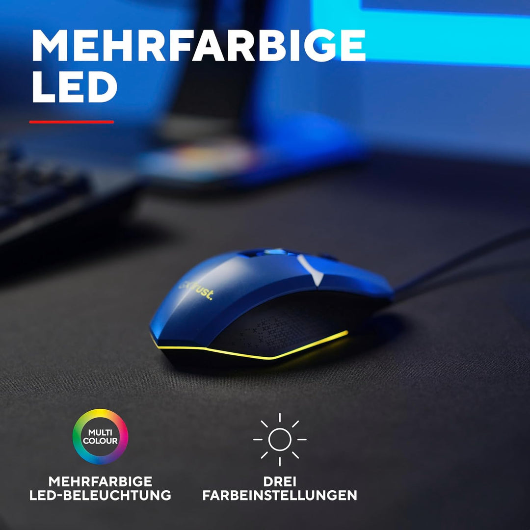 Trust Gaming GXT 109B Felox Gaming Maus mit 6 Programmierbare Tasten, Mehrfarbige LED-Beleuchtung, 2