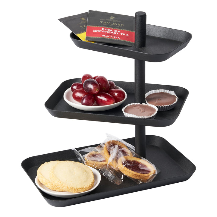 Yamazaki 4281 TOWER Etagere mit 3 Ebenen, schwarz, Stahl, Minimalistisches Design Schwarz Single, Sc