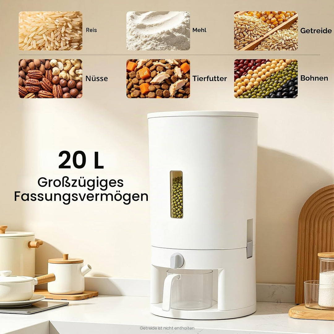 EurHomePlus Reisspender 6kg/10kg Food Storage Box Reisvorratsbehälter, Messbecher mit Skala, Luftdic