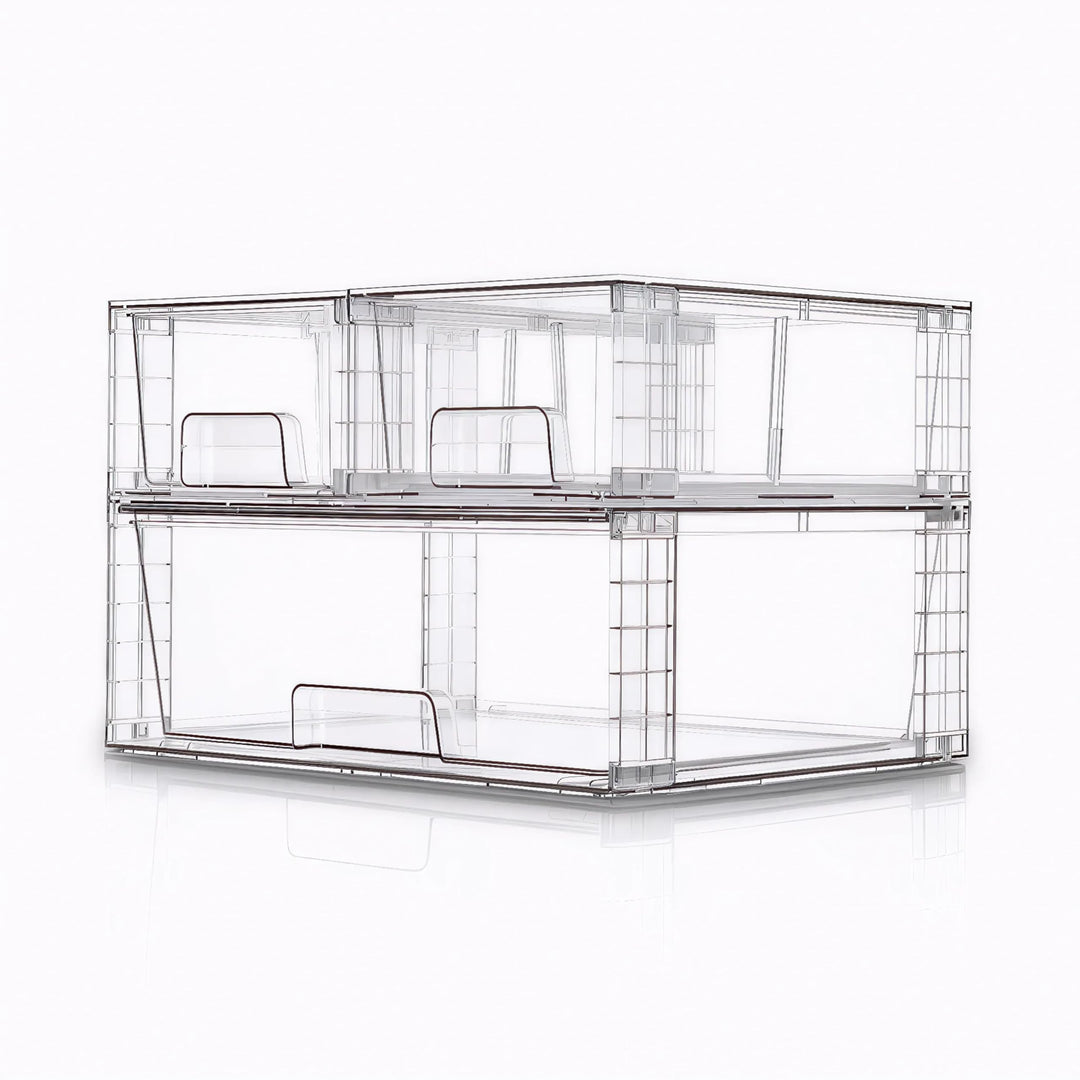 3er Set Stapelbare Aufbewahrungsschubladen, Einfach zu Montieren Acryl Organizer für Bad Unterschran