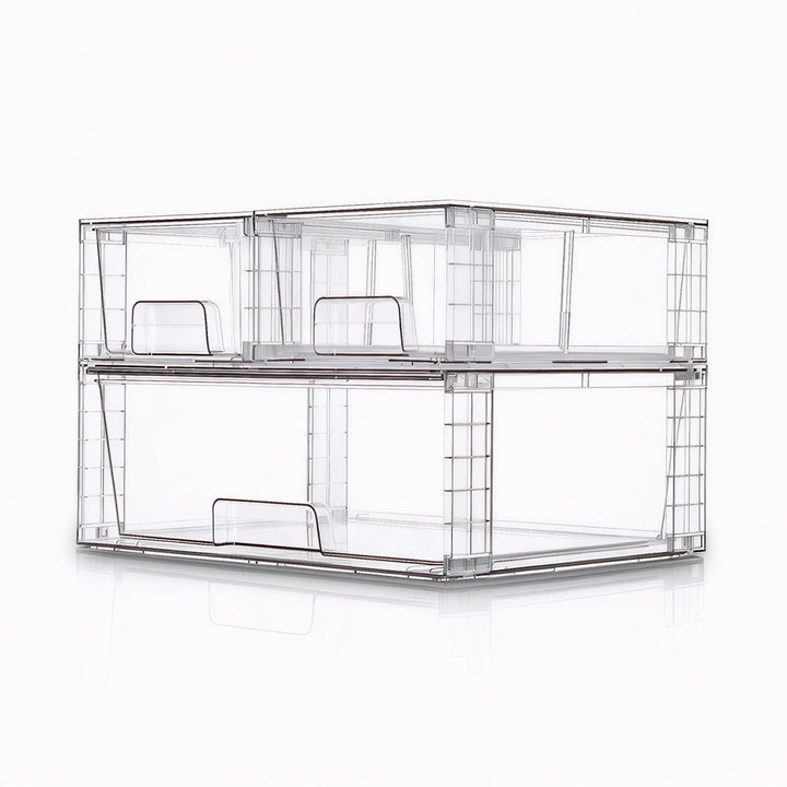 3er Set Stapelbare Aufbewahrungsschubladen, Einfach zu Montieren Acryl Organizer für Bad Unterschran