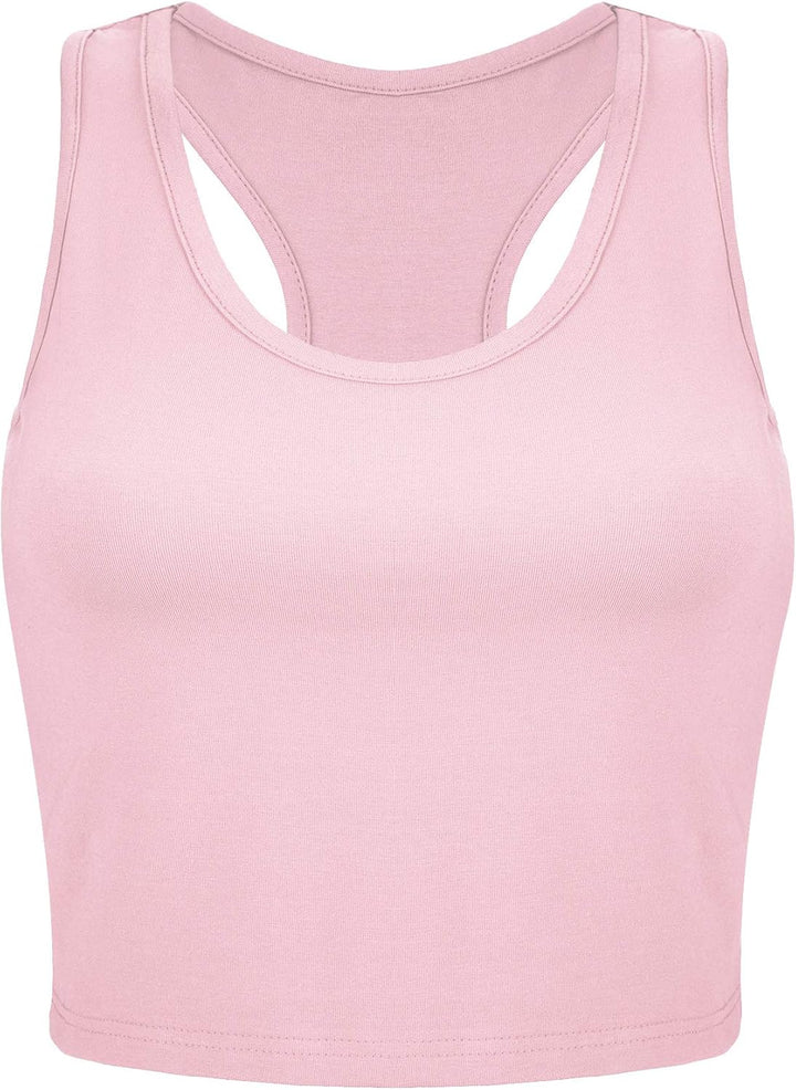 BOAO 4 Pieces Basic Crop Tank Tops Sleeveless Racerback Crop Sport Top for Women M Schwarz, Weiss, B