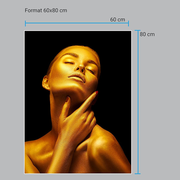wandmotiv24 Poster als Wanddeko, Grösse 80x60cm, Gold Collection, Frau in Gold, rote Nägel, Edel, Gl