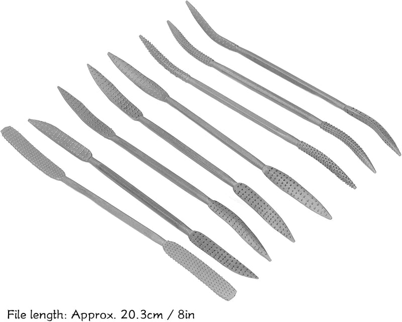 Nimomo Holzfeile, 8-Teilig Holz Feilenset Holzraspel Set, 200mm Doppelend Feilensatz Nadelfeilen Hol