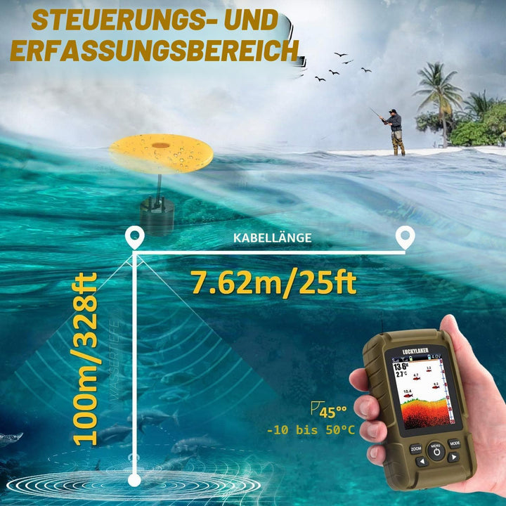 LUCKY Wasserdicht Angeln Fisch Finder Tragbarer Fischfinder Sonar LCD Tiefe Angeln Echolot Boot Sona