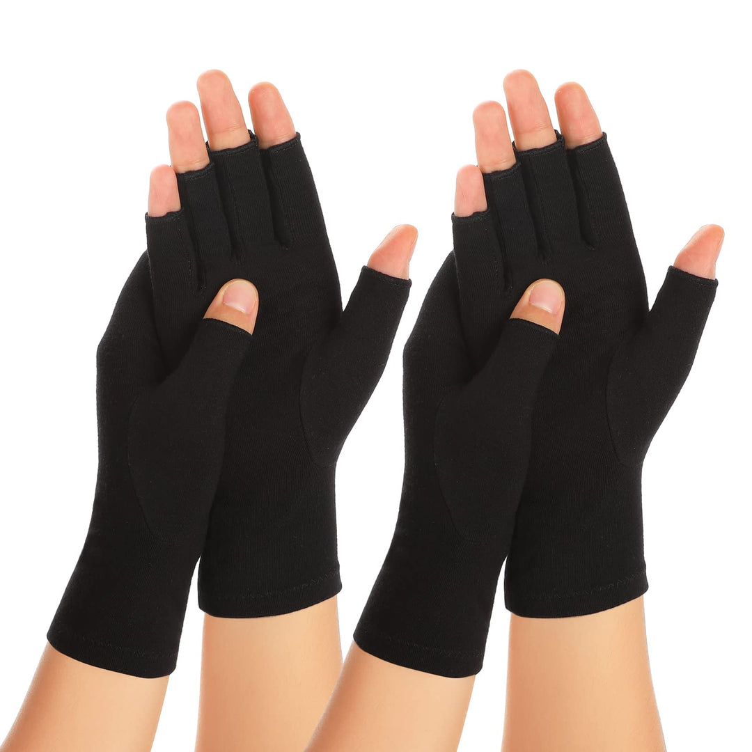 2 Paar Arthritis Kompressionshandschuhe für Damen und Herren, Karpaltunnelschmerzlinderung, fingerlo