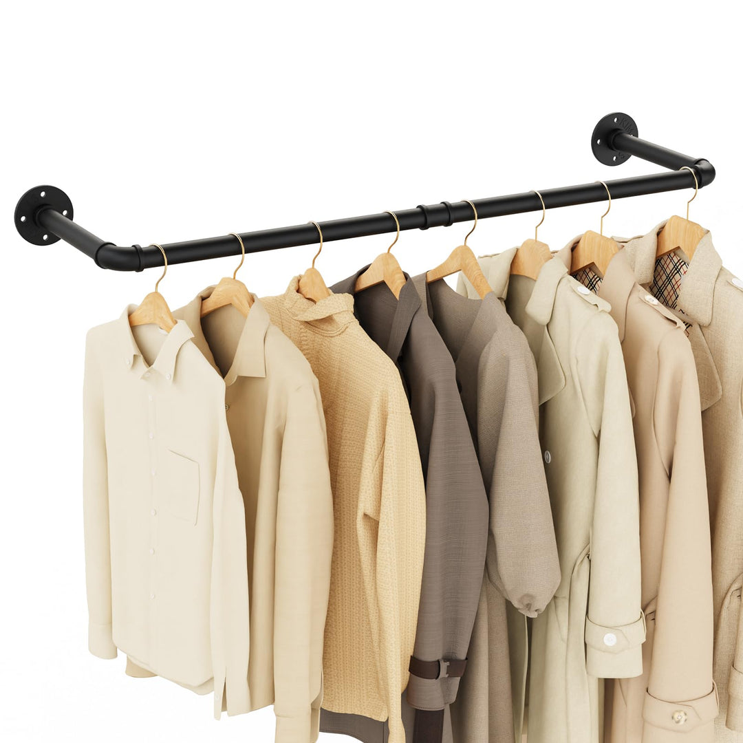 Yawinhe Kleiderstangen für die Wand, 94cm industrieller Rohr-Kleiderständer zur Wandmontage, Platzsp