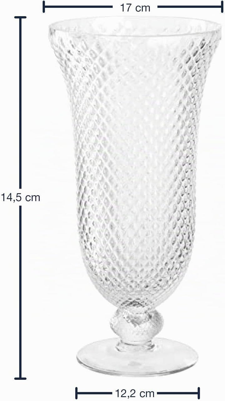 Leonardo Poesia Dekovase aus Glas auf Fuss, handgefertigte Deko-Vase mit eltegant strukturierter Obe