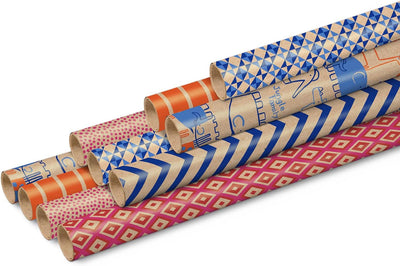 Clairefontaine 223699AMZC - Karton mit 12 Rollen Geschenkpapier kraft 2mx0m70 60g, sortierte Motiven