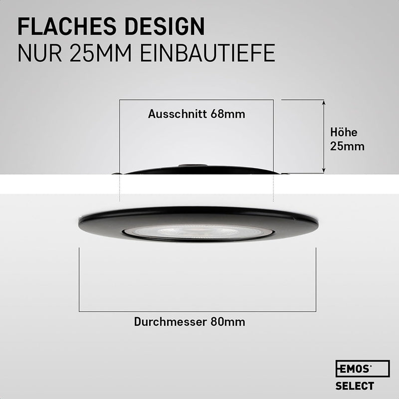 Emos LED Einbaustrahler 230V, 5W / 450lm, 50° schwenkbar, warmweiss 3000k | Einbaustrahler LED Spot