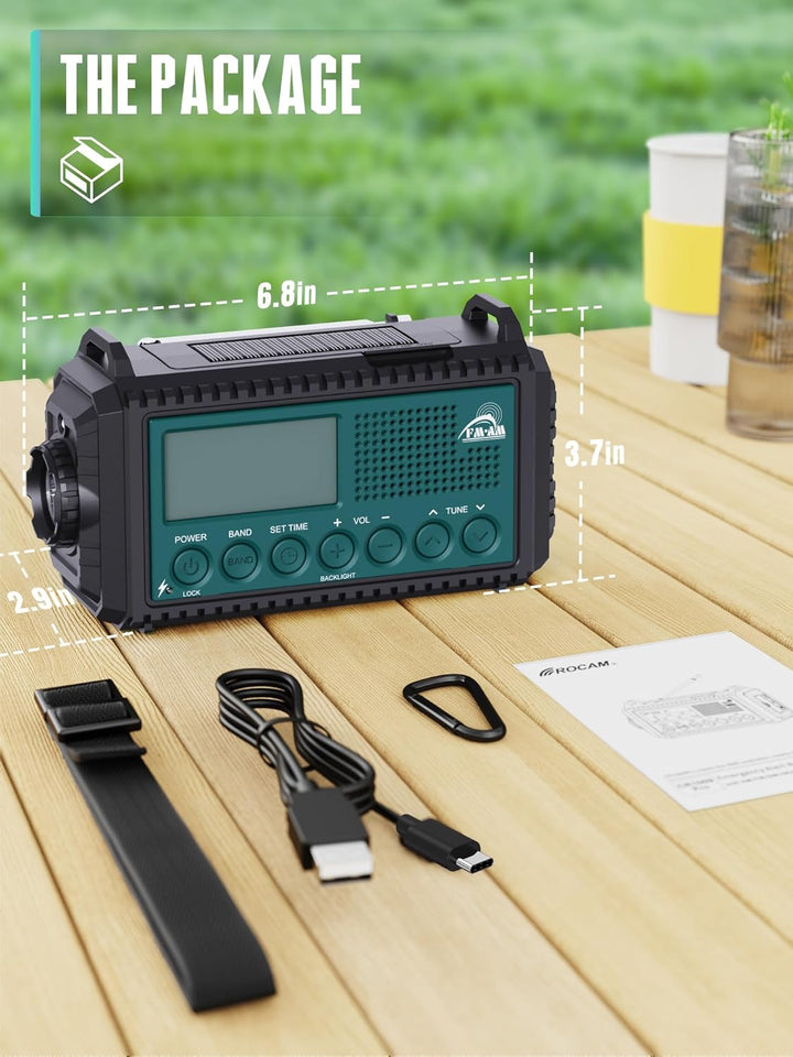 Kurbelradio, 12000 mAh Notfallradio, AM/FM/SW Baustellenradio, 5-Wege Solar Radio mit Weltempfänger,