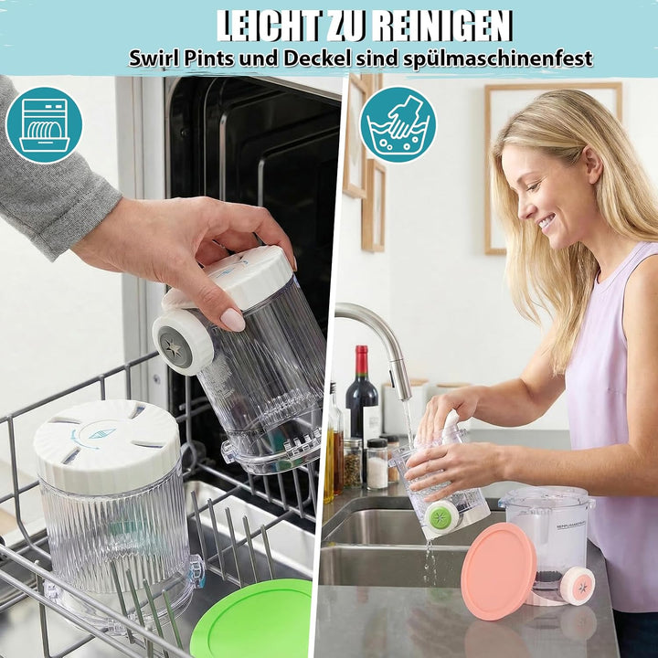 GFTIME 4 Stück Eisbehälter für Ninja Swirl by CREAMi NC700 NC701 NC701EU/NC701UK, 480 ml Behälter mi