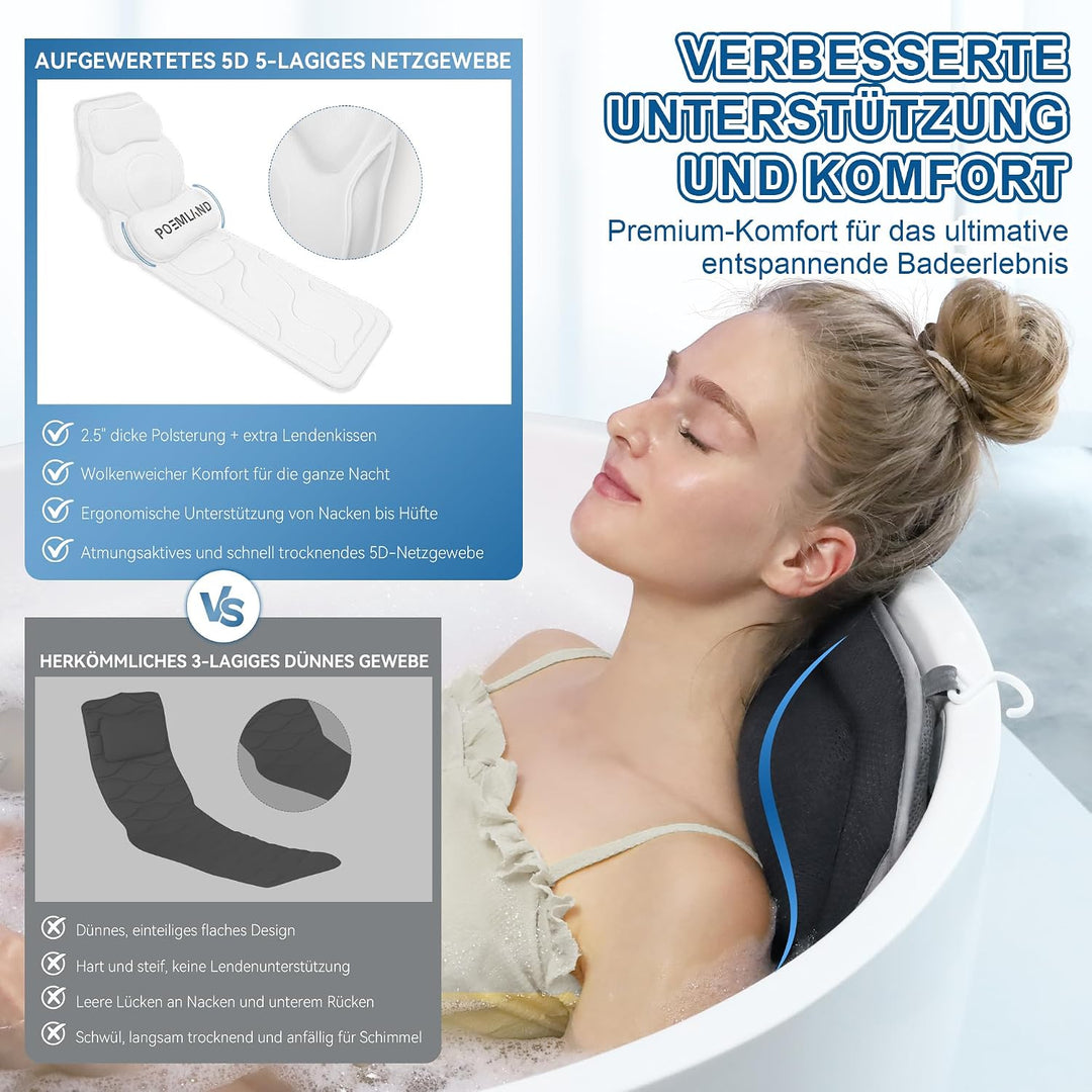 Poemland Luxus Dicke, volle Körper Badewannenkissen Mat &amp; Cushion für Badewanne Kopfstütze Hals Schu