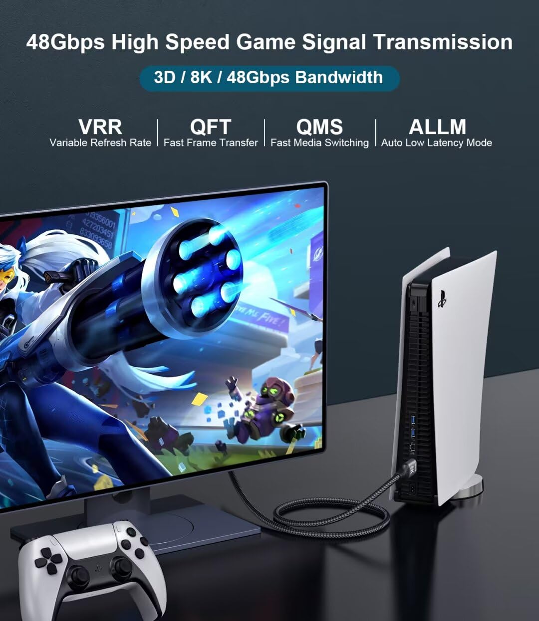 Adauxter 4K HDMI Kabel 10M, High Speed HDMI Kabel mit Ethernet Unterstützung 4K 60Hz 2K 165Hz 1080p