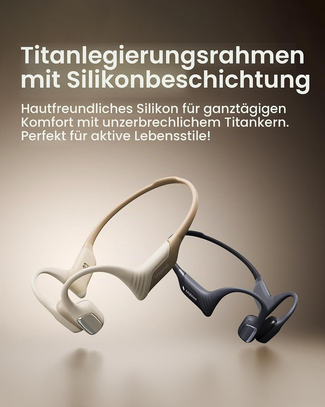 mojawa Purra Run Knochenschall-Sportkopfhörer, Open-Ear, IP67 wasserdicht, ENC-KI-Mikrofon, Sprachst