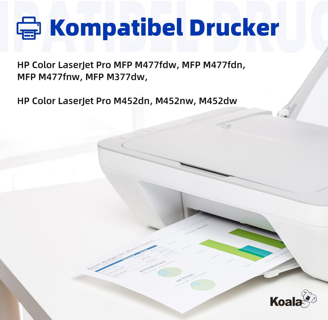 Koala Kompatibel Tonerkartusche als Ersatz HP 410A CF410A CF411A CF412A CF413A für Color LaserJet Pr