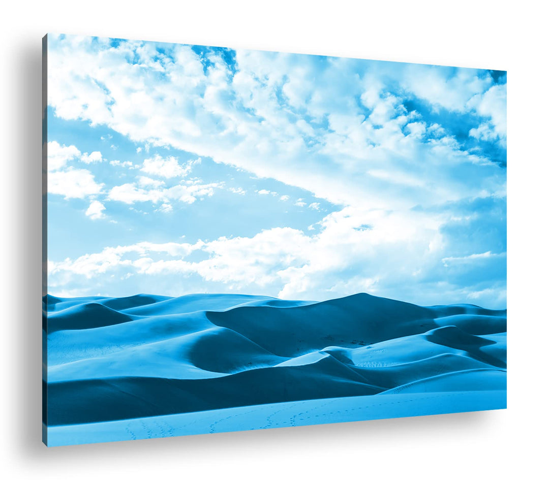 deyoli Wüstendünen Format 80x60 Effekt: Monocrome Blau als Leinwandbild, Motiv fertig gerahmt auf Ec