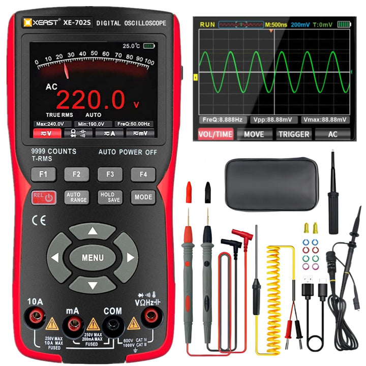 Handheld Oszilloskop, 9999 Counts Digital Multimeter, 3-in-1 Universal Tester, 10MHz Bandbreite 48MS