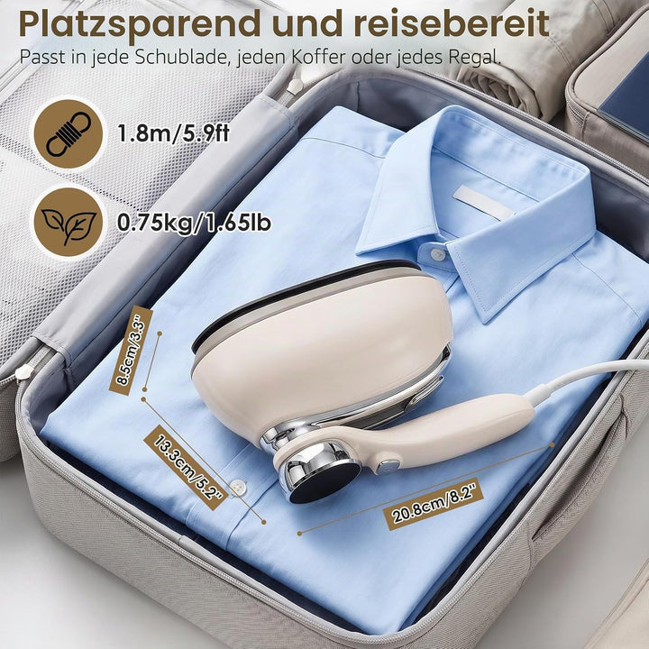 Dampfglätter, 2 IN 1 1300W Reisedampfglätter mit 6 Dampfstufen, LED-Anzeige und 180° Drehbarem Griff