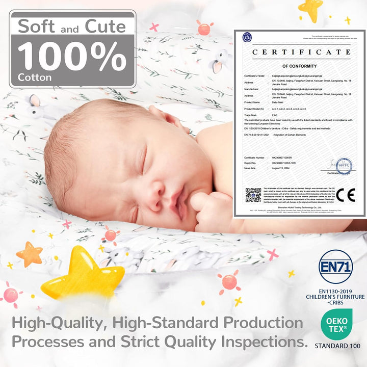 EAQ Babynest Nestchen Baby Weiches Atmungsaktives baby bett für Neugeborene Geschenk 100% Baumwolle