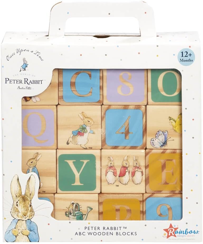 Rainbow Designs Official Peter Rabbit Wooden Building Blocks - Early Development Activity Toys for T