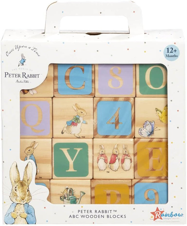 Rainbow Designs Official Peter Rabbit Wooden Building Blocks - Early Development Activity Toys for T
