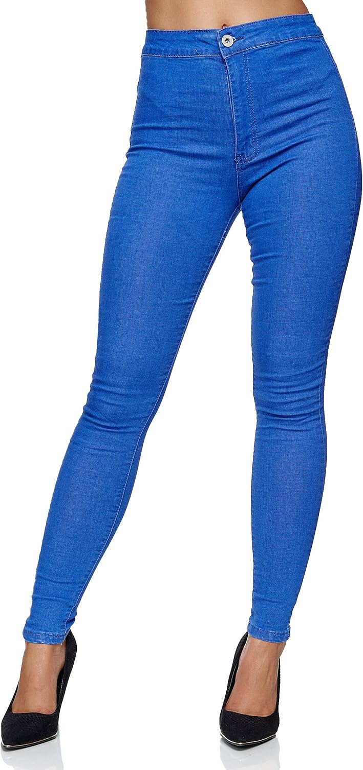 Elara Damen Slim Fit Hose Highwaist Jeans Chunkyrayan, Navy Chicago