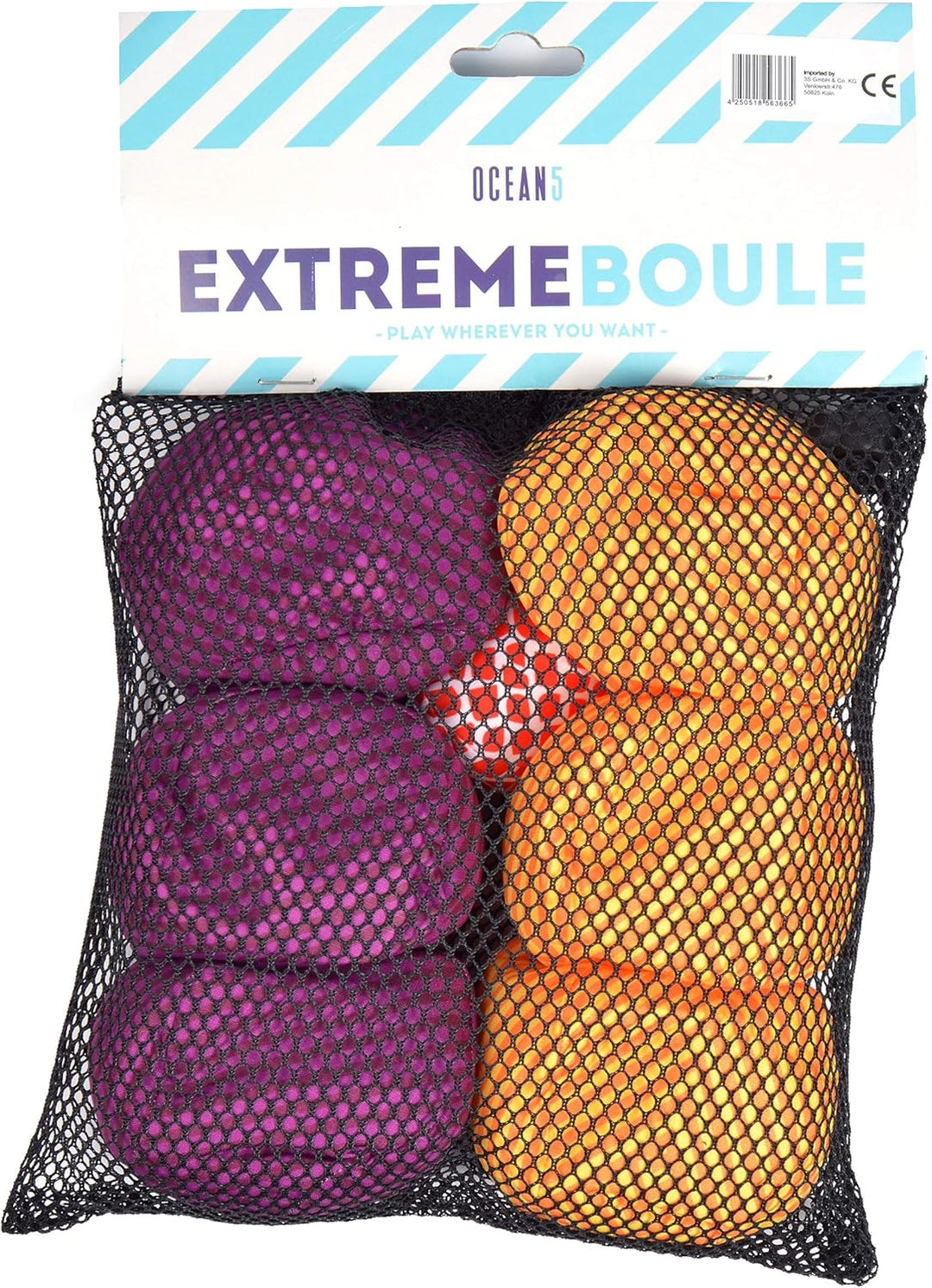 Ocean 5 Extrem Boule - Soft-Boule Set, Street-Boccia, Cross Country Petanque mit Tasche Immer überal