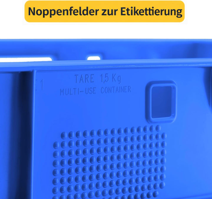 Fleischerkiste E1 60x40x12,5 cm Blau Eurobox Flache Stapelkiste Lagerbox | BURI Metzgerkiste Made in