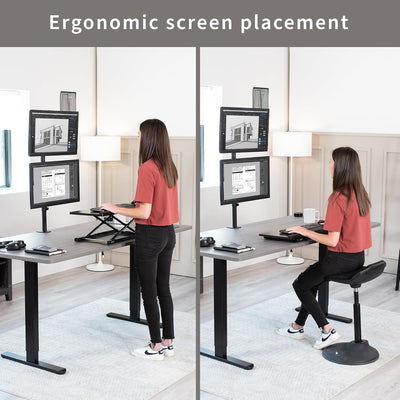 VIVO Dual LCD Monitor Desk Mount Stand Heavy Duty Stacked, Holds Vertical 2 Screens up to 32" (STAND