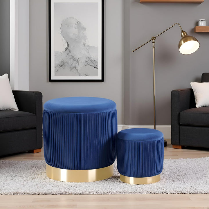 AllEquip 2er-Set Sitzhocker Samt Schminktisch Pouf Hocker mit Stauraum Ottoman Aufbewahrungshocker (