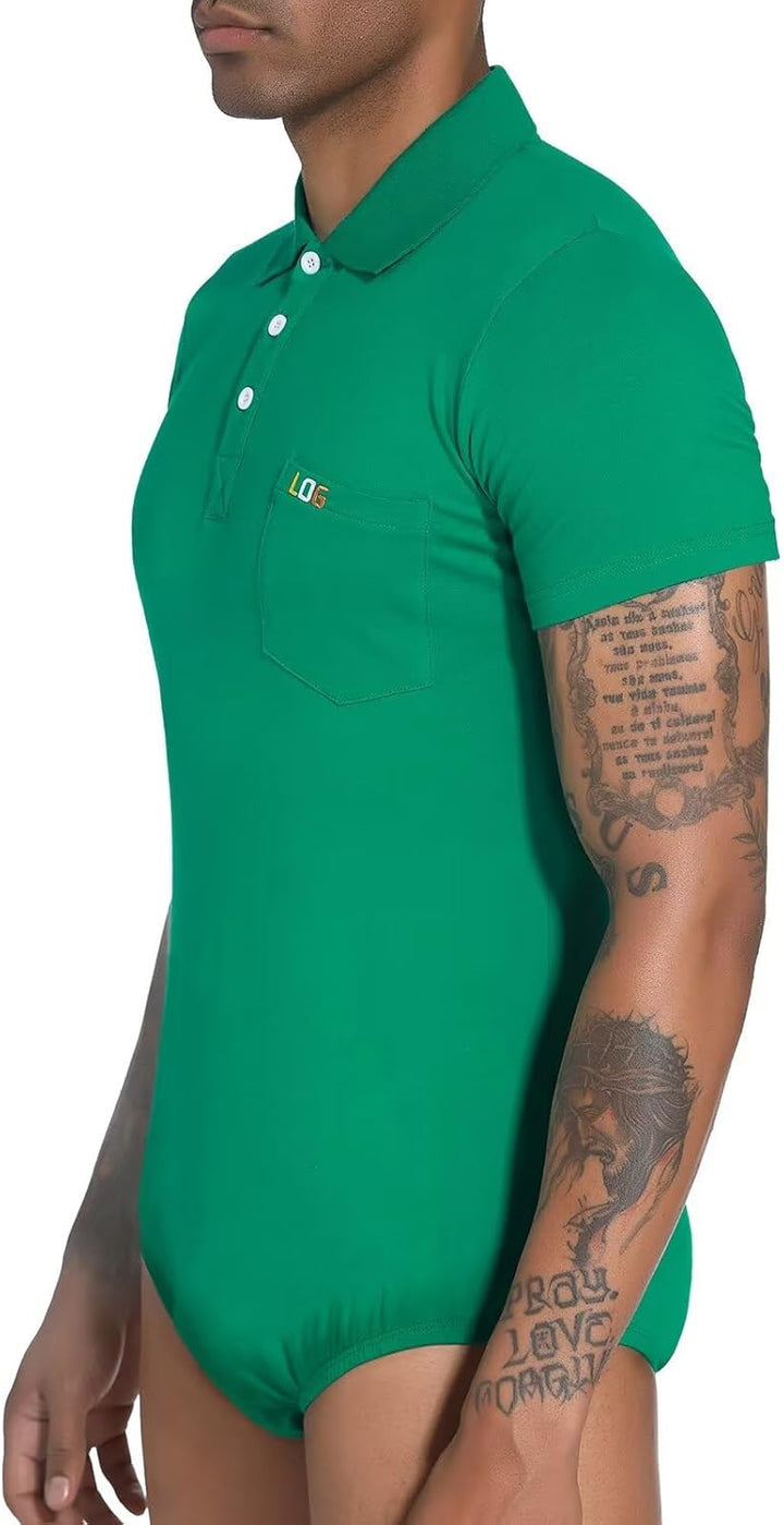 Landofgenie Herren Kurzarm Bodysuit Crotch Shirt Romper Plus Size Bodysuit Herren One Piece Pyjamas