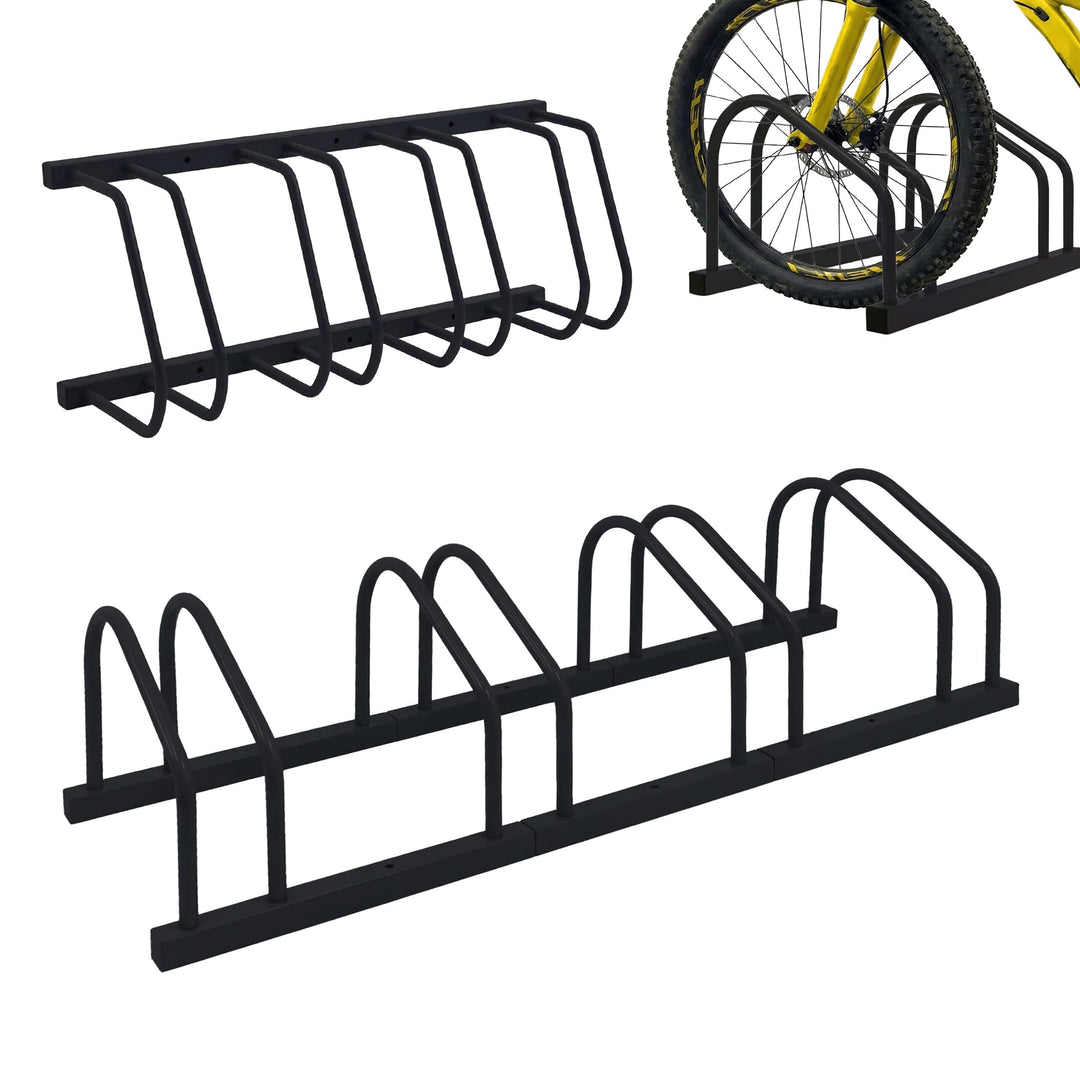 Relaxdays Fahrradständer Boden &amp; Wandmontage, 4 Räder, bis 65 mm Reifenbreite, Garage, Hof, Reihenpa