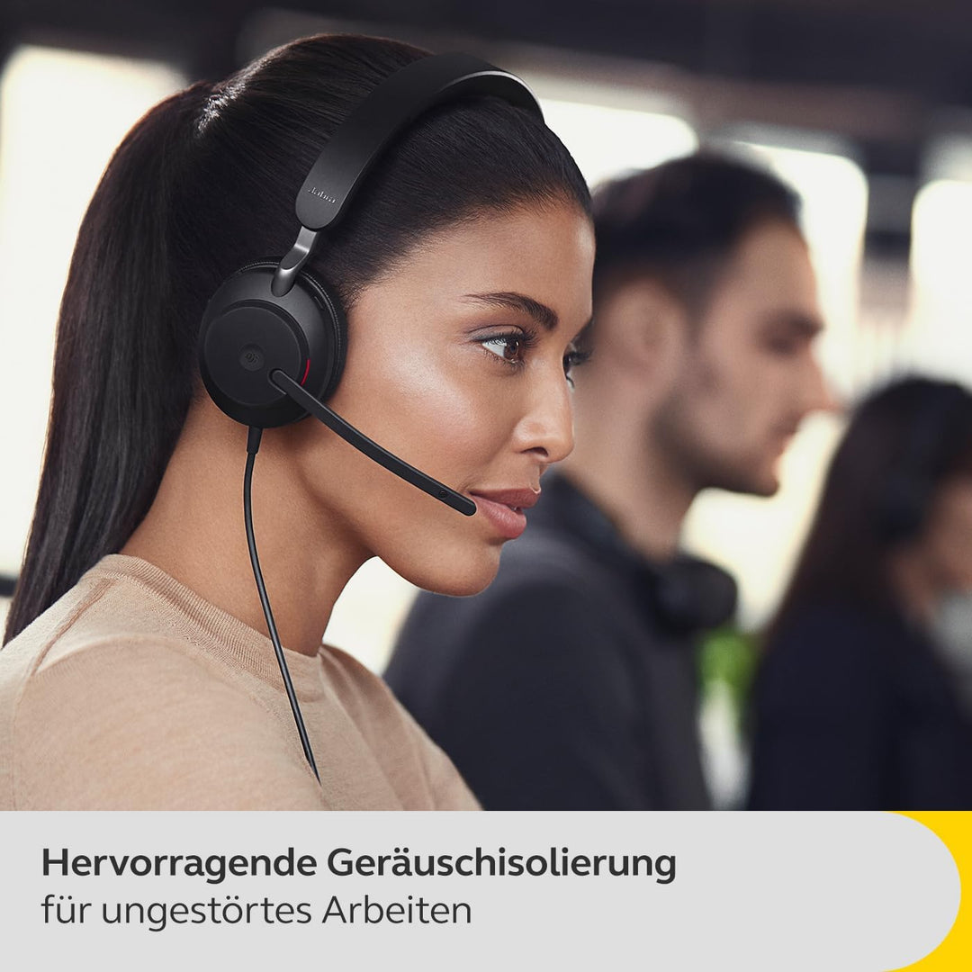 Jabra Evolve2 40 SE - Kabelgebundenes Stereo-Headset mit Geräuschunterdrückung und 3-Mikrofon-Techno