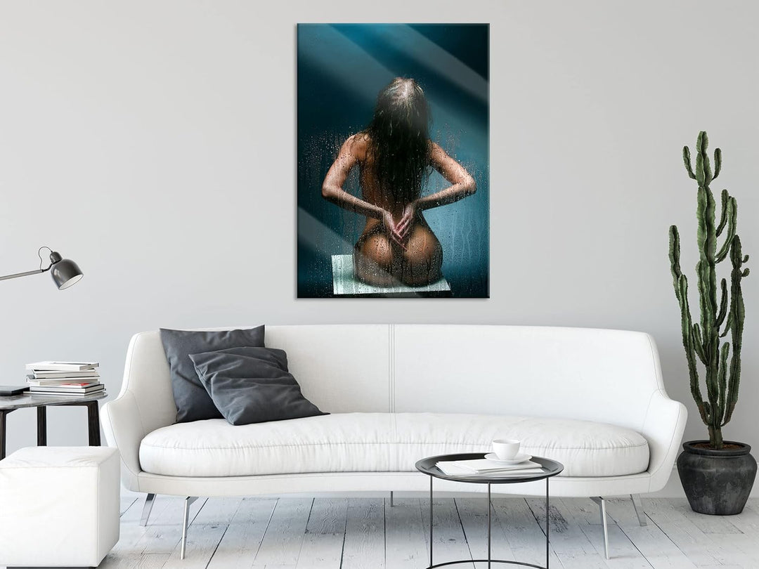 Pixxprint Glasbild | Wandbild aus Echtglas | Nackte Frau | 70x100 cm | inkl. Aufhängung und Abstands