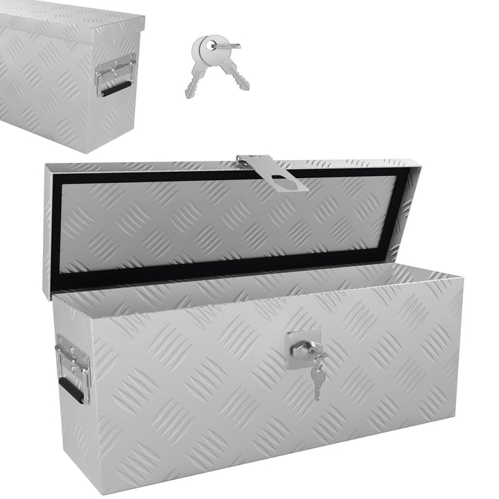 Froadp Aluminium Kiste mit Deckel, 520x160x220 mm Alubox Werkzeugkiste abschliessbar, wasserdichte A