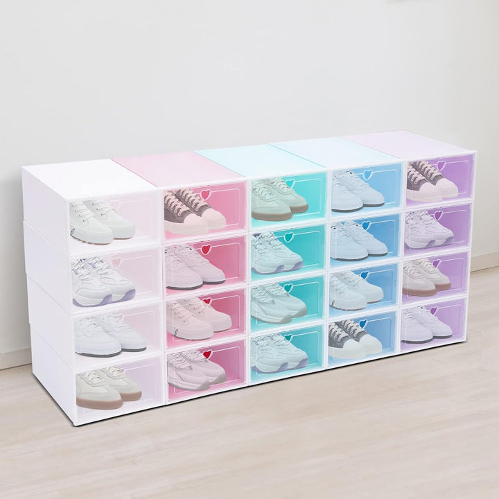 20er Pack mehrfarbig Schuhbox Aufbewahrung, Faltbare Display Box Container Schrank Regal Schuh Organ